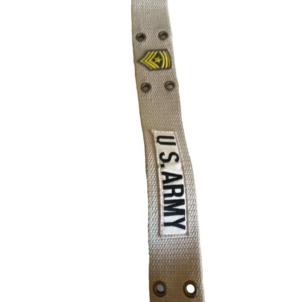 Limited Too Canvas & Leather U.S. Army Belt With Military Patch Accents Adjustab